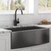 Ruvati 36-inch Apron-Front Farmhouse Kitchen Sink - Gunmetal Black Matte Stainless Steel Single Bowl - RVH9880BL