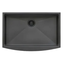 Ruvati 36-inch Apron-Front Farmhouse Kitchen Sink - Gunmetal Black Matte Stainless Steel Single Bowl - RVH9880BL