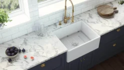 Ruvati 23-inch Fireclay Farmhouse Kitchen Laundry Utility Sink Single Bowl - White, RVL2468WH