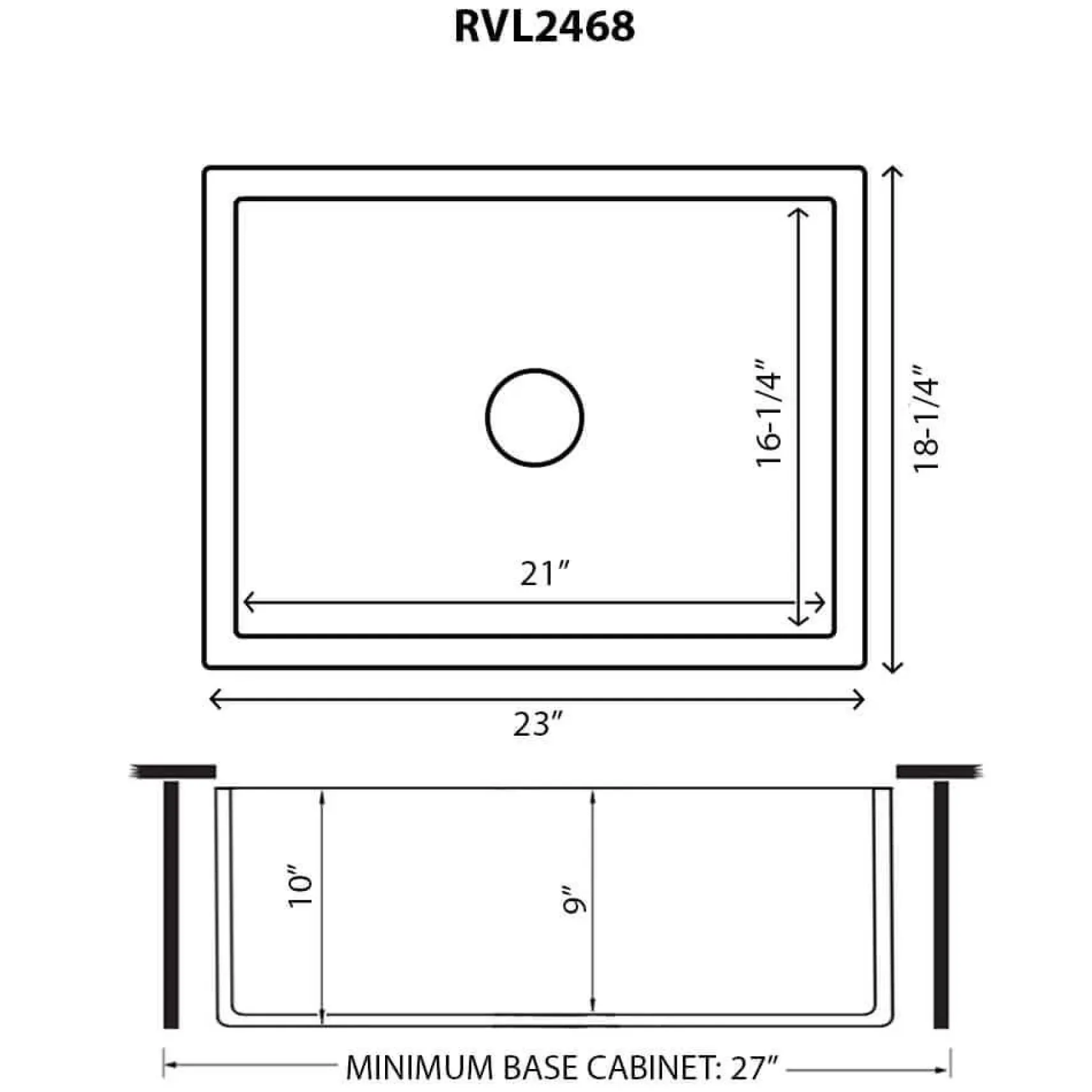 Ruvati 23-inch Fireclay Farmhouse Kitchen Laundry Utility Sink Single Bowl - White, RVL2468WH