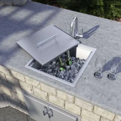 Ruvati Merino Insulated Ice Chest Sink, 21 x 20 inch Outdoor BBQ, Marine Grade T-316 Topmount Stainless Steel, RVQ6221