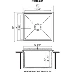 Ruvati Merino Insulated Ice Chest Sink, 21 x 20 inch Outdoor BBQ, Marine Grade T-316 Topmount Stainless Steel, RVQ6221