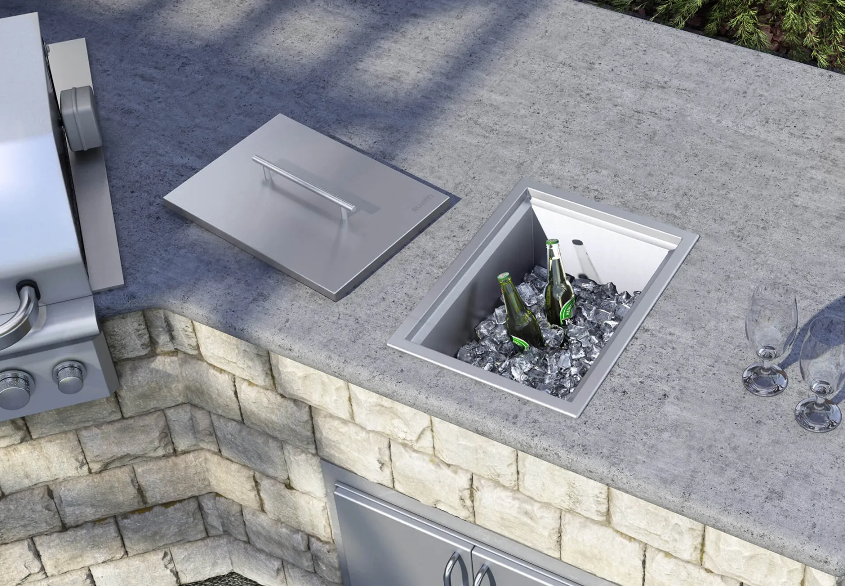 Ruvati Merino Insulated Ice Chest Sink, 15 x 20 inch Outdoor BBQ, Marine Grade T-316 Topmount Stainless Steel, RVQ6215