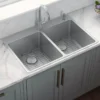 Ruvati Modena 33" Drop-in Topmount Stainless Steel Kitchen Sink, 50/50 Double Bowl, 16 Gauge, RVM5150
