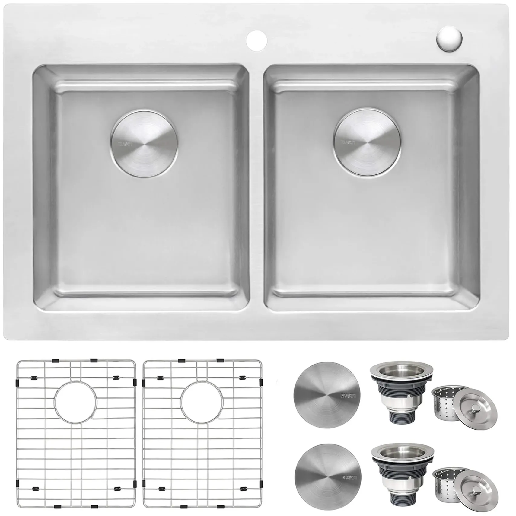 Ruvati Modena 33" Drop-in Topmount Stainless Steel Kitchen Sink, 50/50 Double Bowl, 16 Gauge, RVM5150