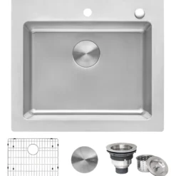 Ruvati Modena 25" Drop-in Topmount Stainless Steel Kitchen Sink, 16 Gauge, RVM5025