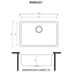 Ruvati Modena 27-inch Undermount Kitchen Sink 16 Gauge Stainless Steel Single Bowl, 16, RVM5927