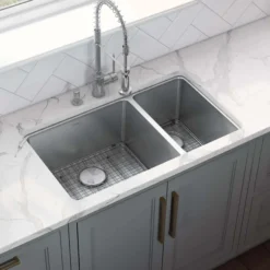Ruvati Modena 32" Undermount Stainless Steel Kitchen Sink, 70/30 Double Bowl, 16 Gauge, RVM5300