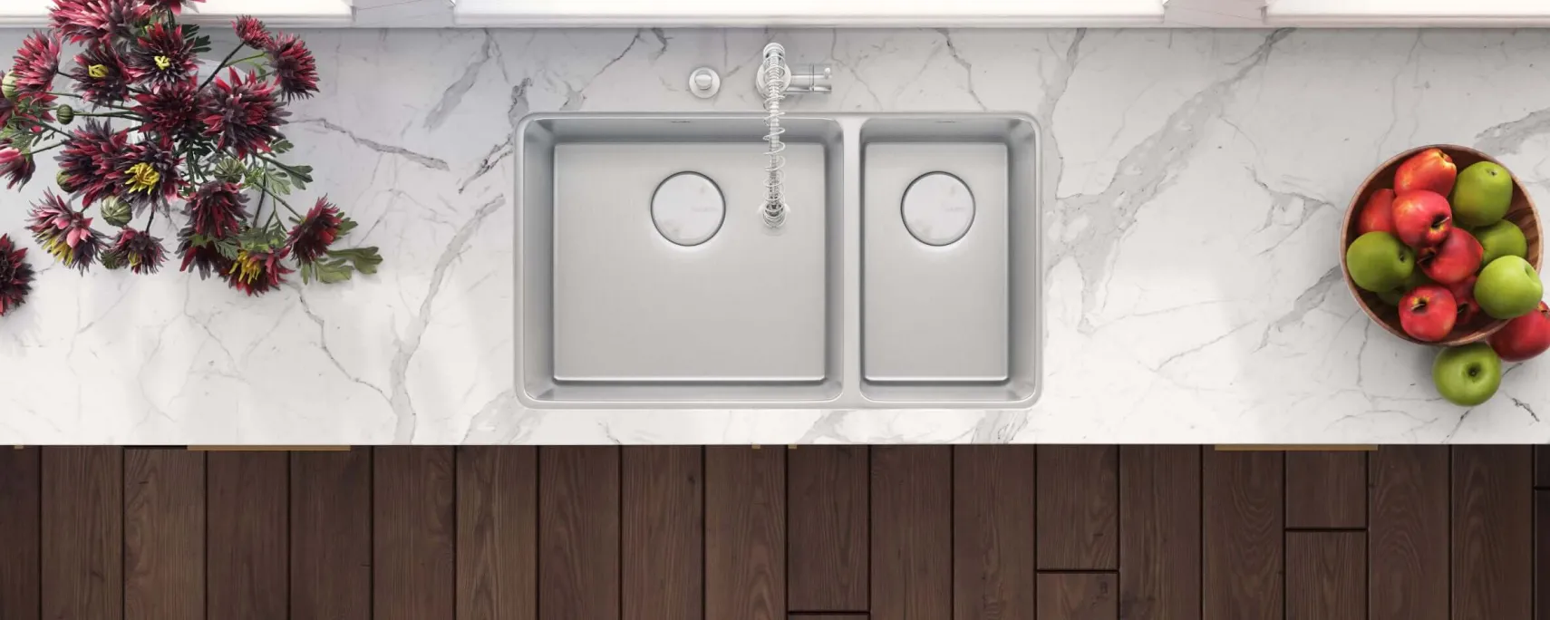 Ruvati Modena 32" Undermount Stainless Steel Kitchen Sink, 70/30 Double Bowl, 16 Gauge, RVM5300