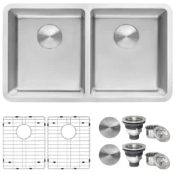 Ruvati Modena 31" Undermount Stainless Steel Kitchen Sink, 50/50 Double Bowl, 16 Gauge, RVM5099