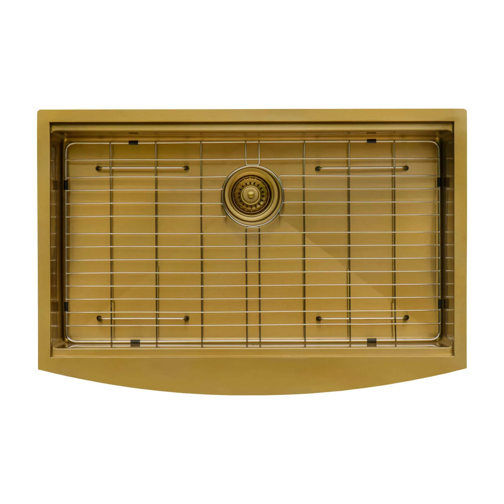 Ruvati Monaco 33" Stainless Steel Workstation Apron-front Farmhouse Sink, Matte Gold Brass Tone, 16 Gauge, RVH9207GG