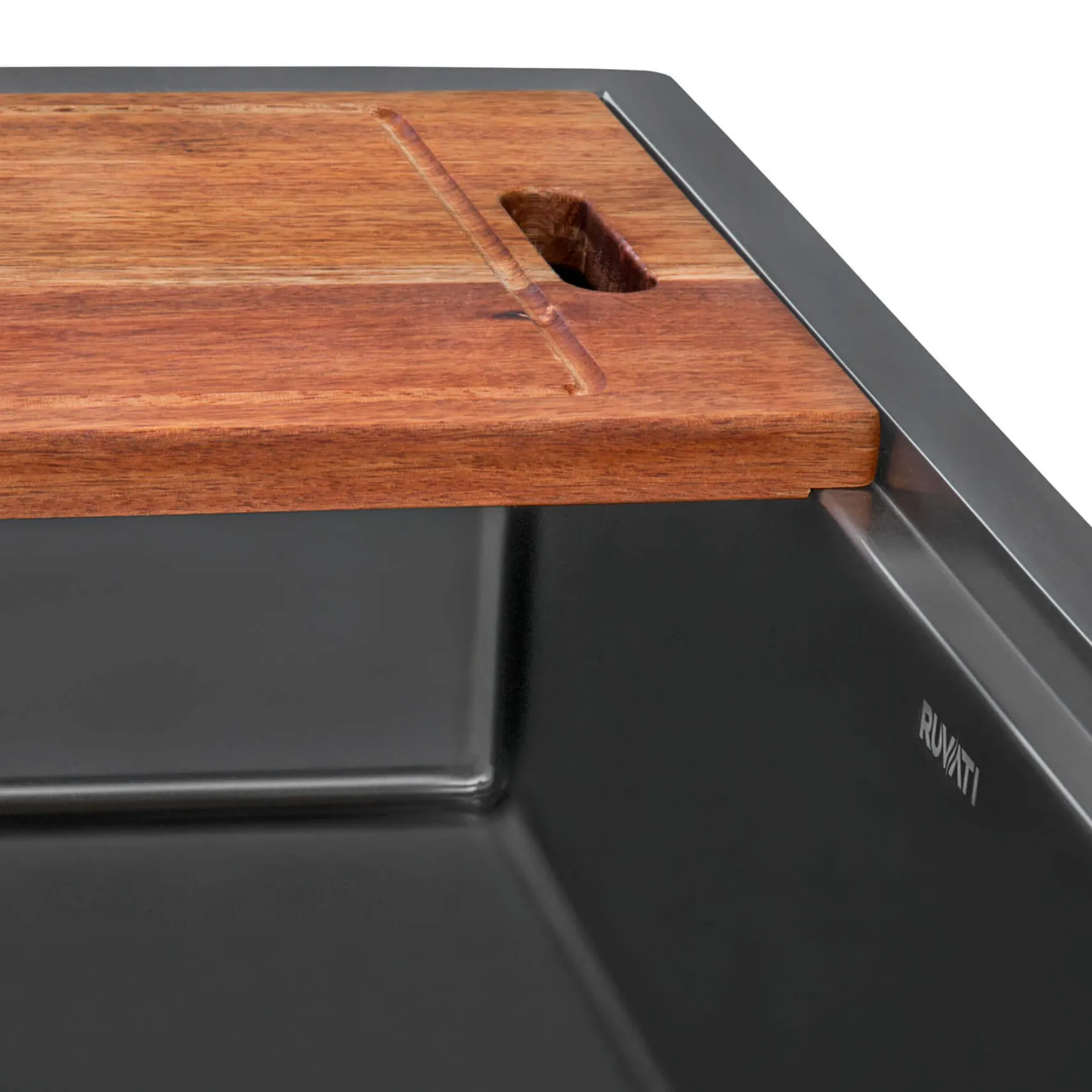 Ruvati Monaco 30" Stainless Steel Workstation Apron-front Farmhouse Sink, Gunmetal Matte Black, 16 Gauge, RVH9106BL