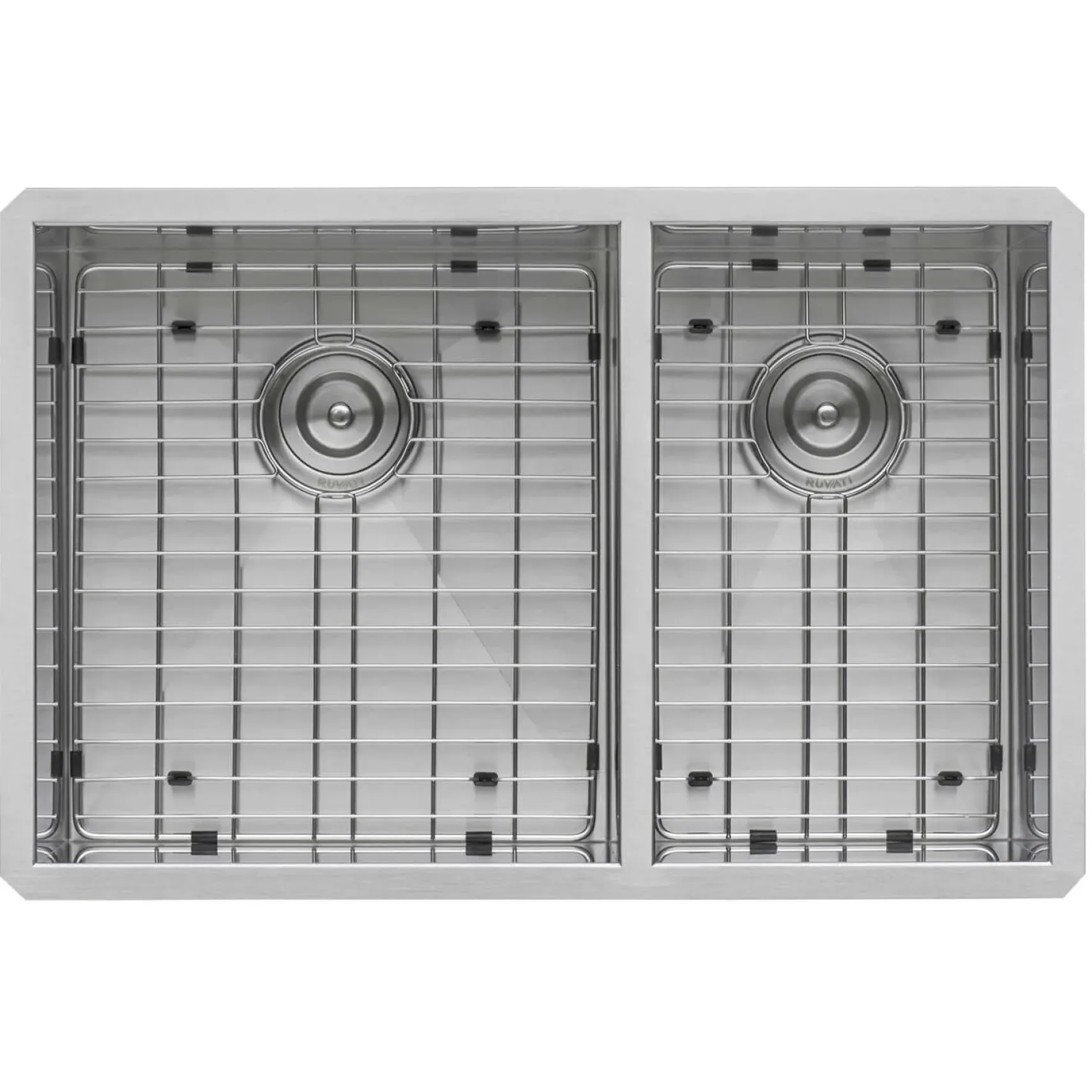 Ruvati Nesta 32" Undermount Stainless Steel Kitchen Sink, 60/40 Double Bowl, 16 Gauge, Zero Radius, RVH7515