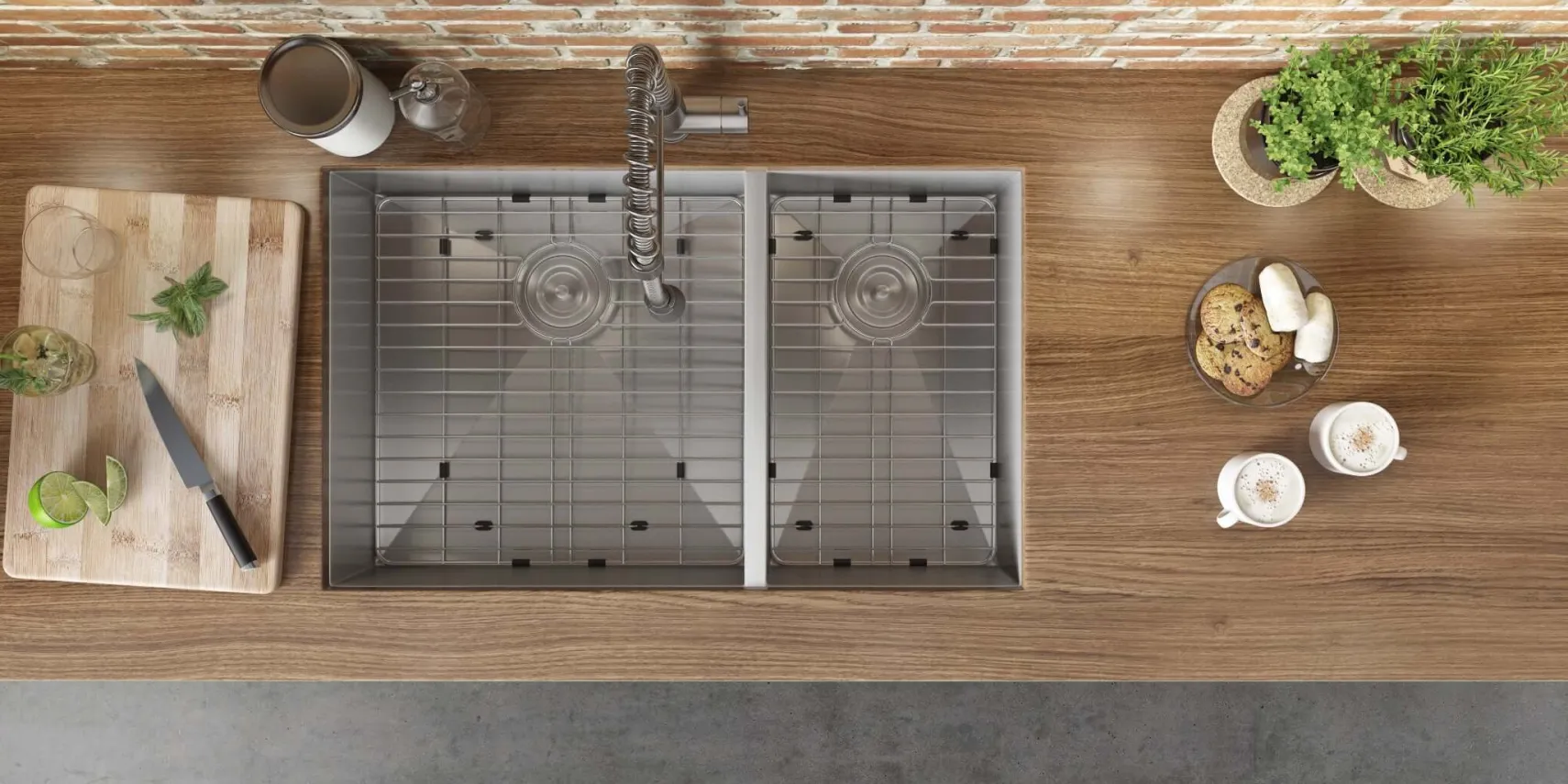 Ruvati Nesta 32" Undermount Stainless Steel Kitchen Sink, 60/40 Double Bowl, 16 Gauge, Zero Radius, RVH7515