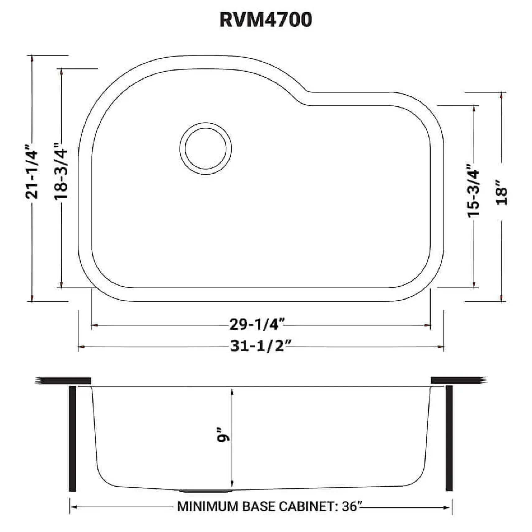 Ruvati Parmi 32" Undermount Stainless Steel Kitchen Sink, 16 Gauge, RVM4700