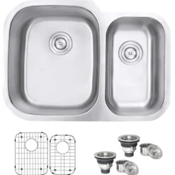 Ruvati Parmi 29" Undermount Stainless Steel Kitchen Sink, 60/40 Double Bowl, 16 Gauge, RVM4500