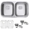 Ruvati Parmi 32" Undermount Stainless Steel Kitchen Sink, 50/50 Double Bowl, 16 Gauge, RVM4300