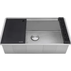 Ruvati Roma Hex Hex Bottom 30-inch Workstation Scratch Resistant Embossed Texture Kitchen Sink Stainless Steel, 16, RVH8630