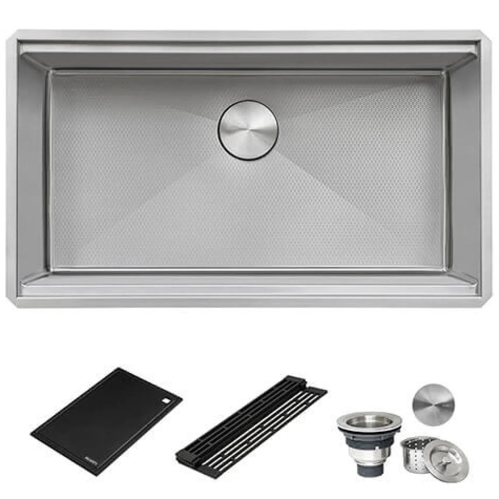 Ruvati Roma Hex Hex Bottom 33-inch Workstation Scratch Resistant Embossed Texture Kitchen Sink Stainless Steel, 16, RVH8633