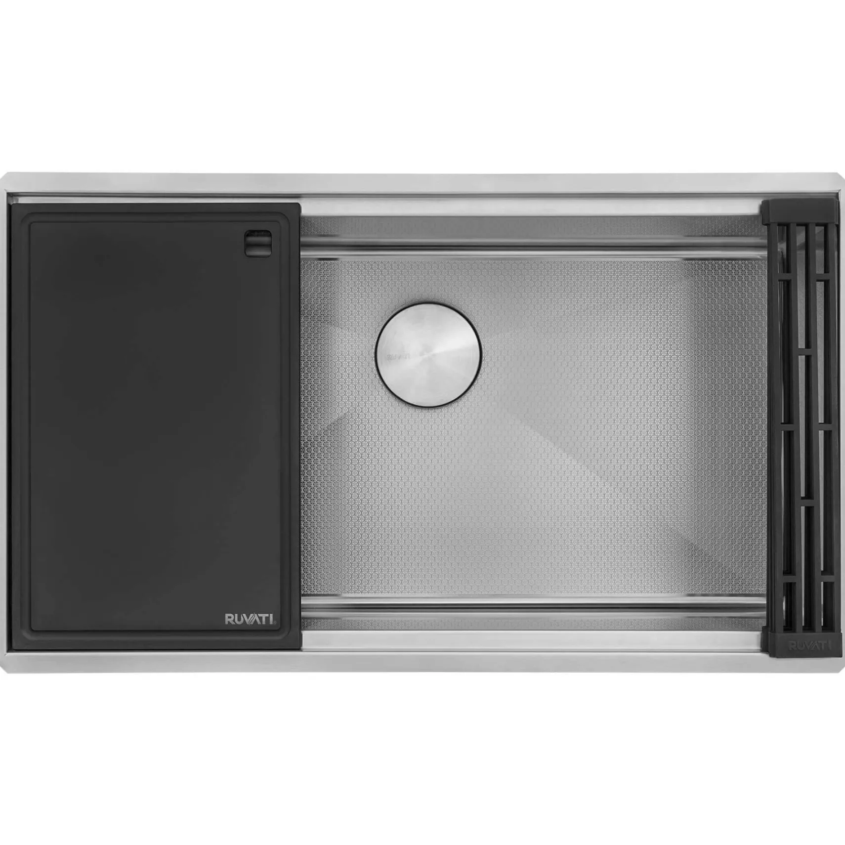 Ruvati Roma Hex Hex Bottom 33-inch Workstation Scratch Resistant Embossed Texture Kitchen Sink Stainless Steel, 16, RVH8633
