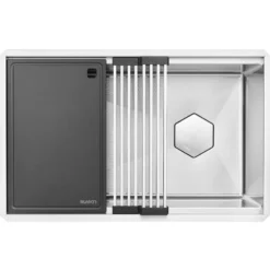 Ruvati Roma Hex 30" Undermount Stainless Steel Workstation Kitchen Sink, RVH8830