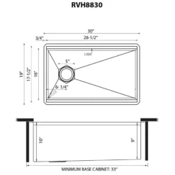 Ruvati Roma Hex 30" Undermount Stainless Steel Workstation Kitchen Sink, RVH8830