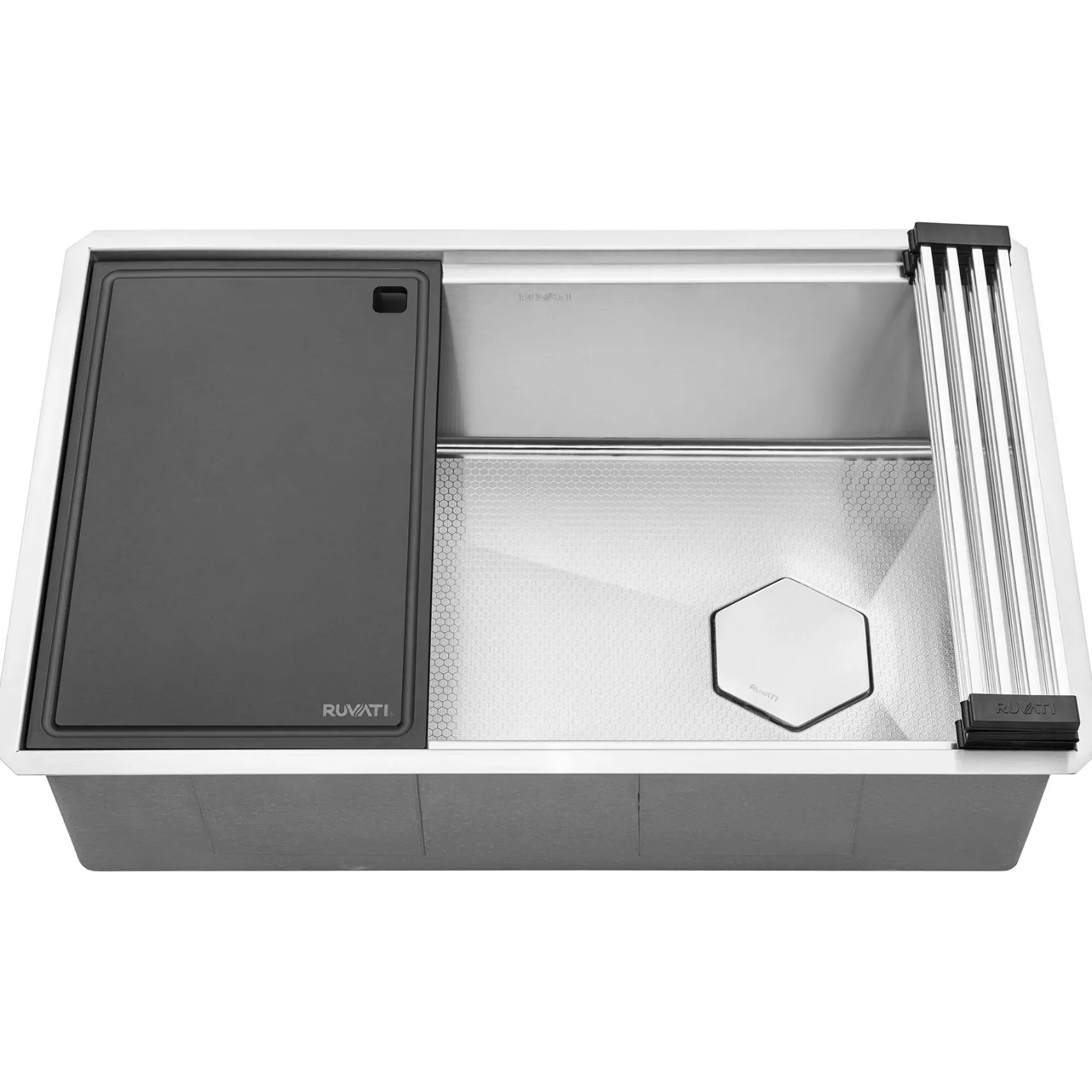 Ruvati Roma Hex 30" Undermount Stainless Steel Workstation Kitchen Sink, RVH8830