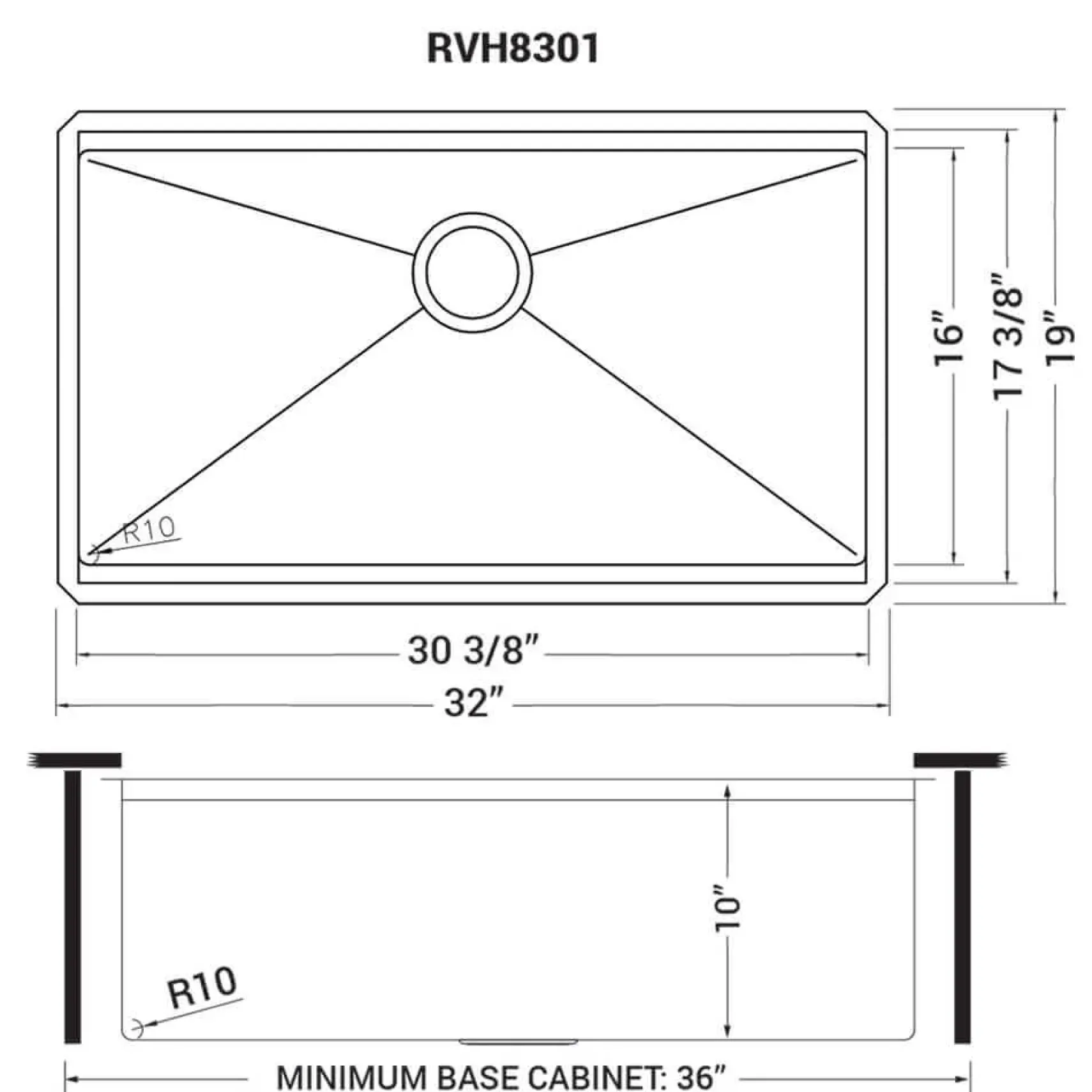 Ruvati Roma Pro 32" Undermount Stainless Steel Workstation Kitchen Sink, 16 Gauge, Rounded Corners, RVH8301