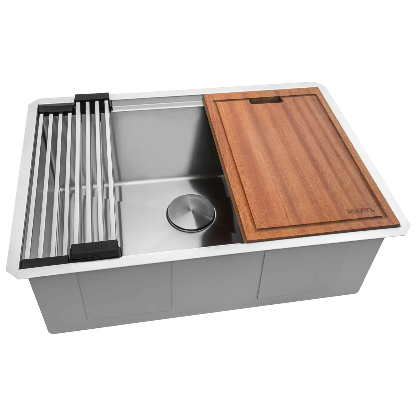 Ruvati Roma Pro 27" Undermount Stainless Steel Workstation Kitchen Sink, 16 Gauge, Rounded Corners, RVH8327