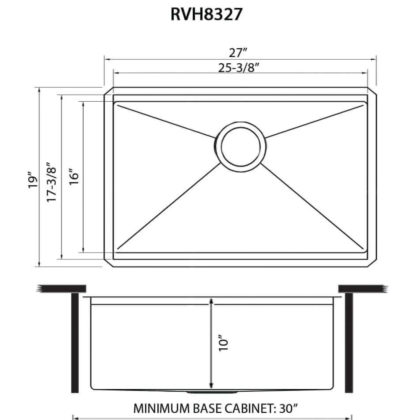 Ruvati Roma Pro 27" Undermount Stainless Steel Workstation Kitchen Sink, 16 Gauge, Rounded Corners, RVH8327