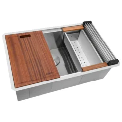 Ruvati Roma 30" Undermount Stainless Steel Workstation Kitchen Sink, 16 Gauge, RVH8310