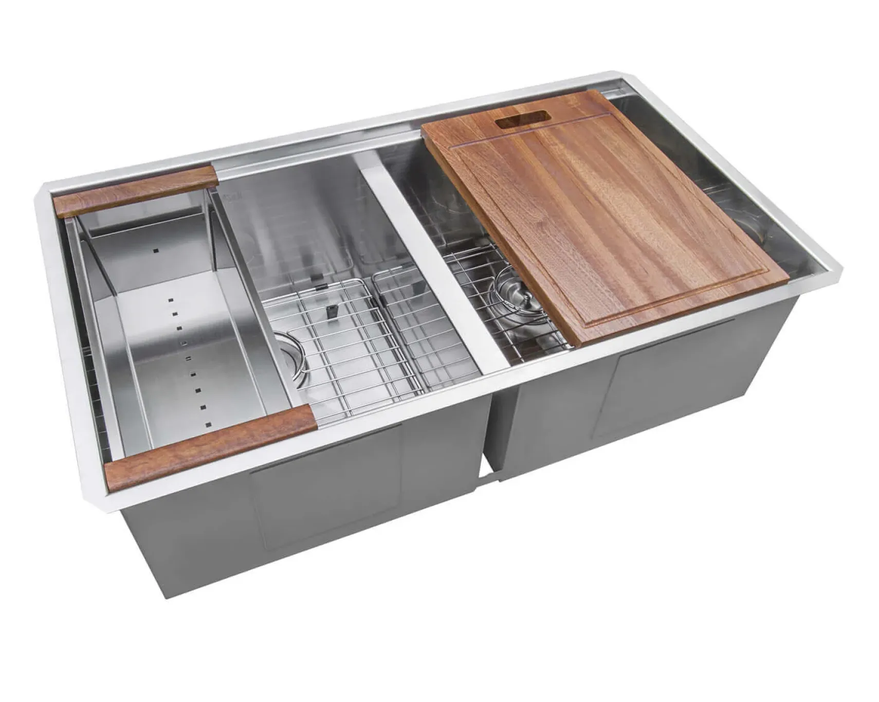 Ruvati Roma 30" Undermount Stainless Steel Workstation Kitchen Sink, 50/50 Double Bowl, 16 Gauge, RVH8345