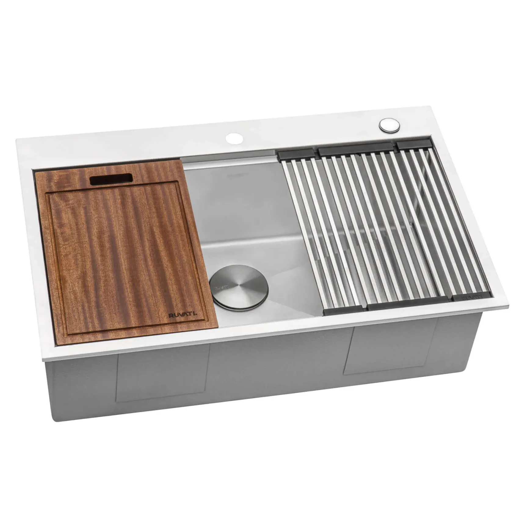 Ruvati Siena 33" Stainless Steel Workstation Kitchen Sink, 16 Gauge, Rounded Corners, RVH8003