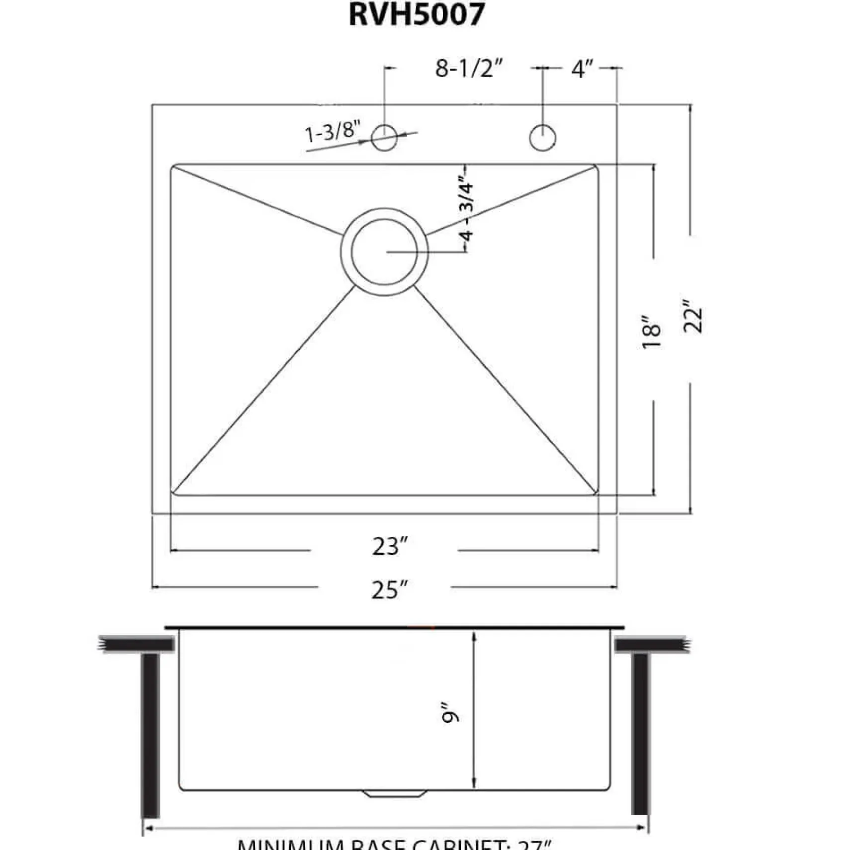 Ruvati Terraza 25" Drop-in Topmount Stainless Steel Kitchen Sink, Matte Gold Brass Tone, 16 Gauge, RVH5007GG