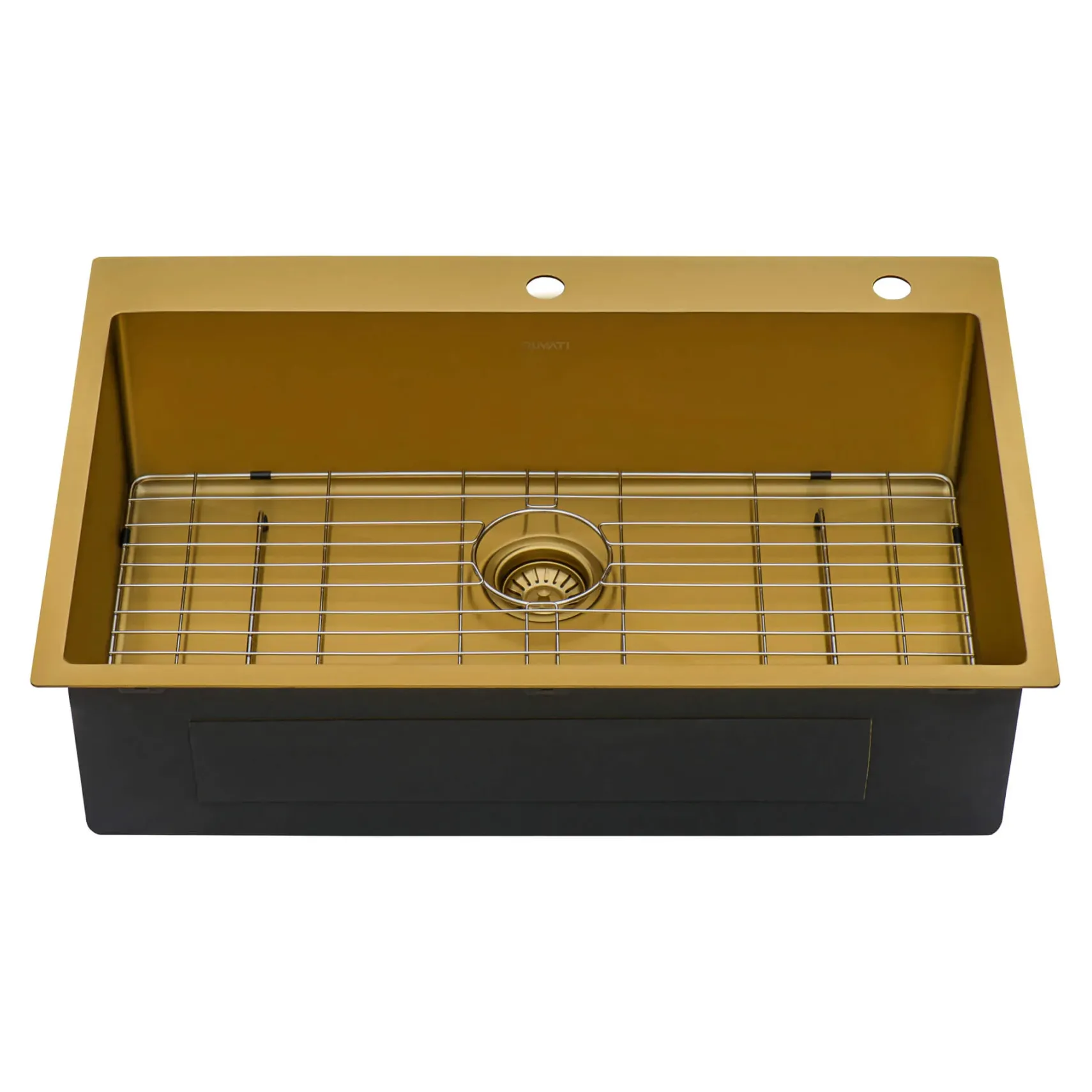 Ruvati Terraza 33" Drop-in Topmount Stainless Steel Kitchen Sink, Brass Tone Matte Gold, 16 Gauge, RVH5005GG