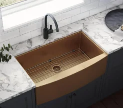 Ruvati Terraza 36" Stainless Steel Apron-front Farmhouse Sink, Copper Tone Matte Bronze, 16 Gauge, RVH9880CP