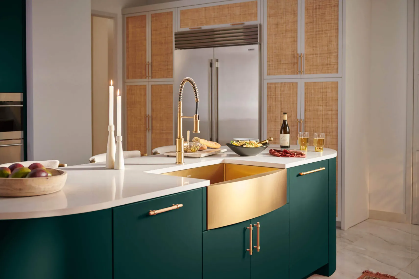 Ruvati Terraza 30" Stainless Steel Apron-front Farmhouse Sink, Brass Tone Matte Gold, 16 Gauge, RVH9660GG