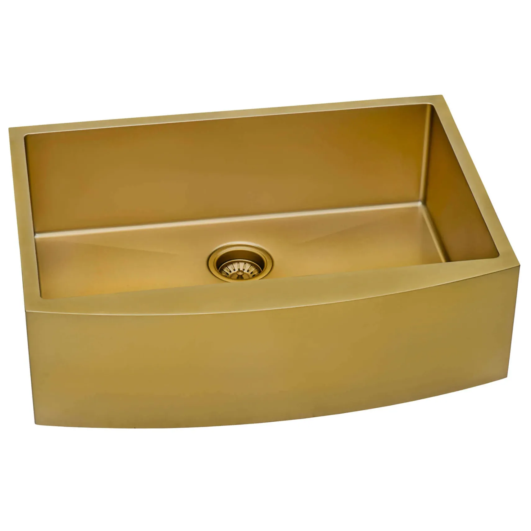 Ruvati Terraza 30" Stainless Steel Apron-front Farmhouse Sink, Brass Tone Matte Gold, 16 Gauge, RVH9660GG