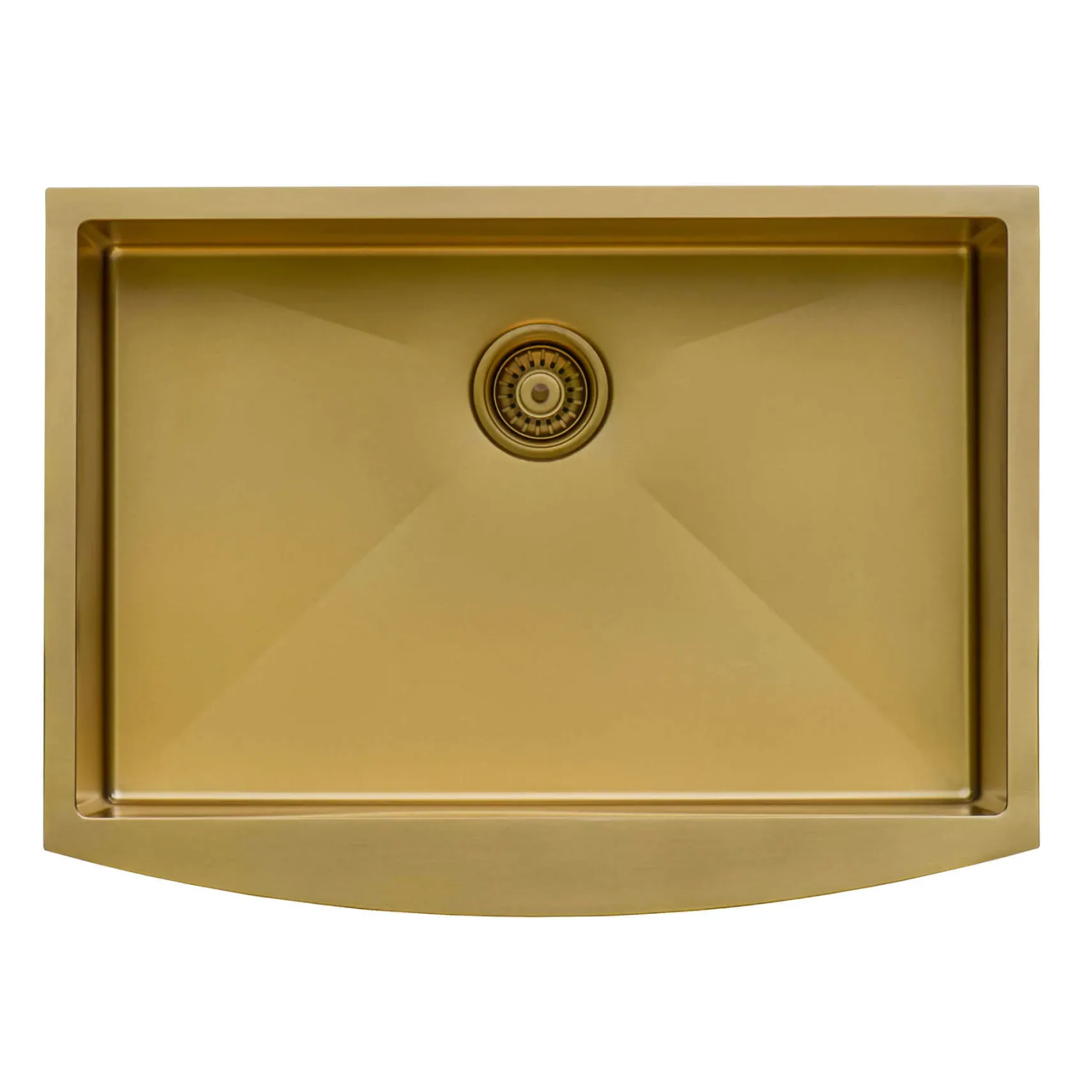 Ruvati Terraza 30" Stainless Steel Apron-front Farmhouse Sink, Brass Tone Matte Gold, 16 Gauge, RVH9660GG
