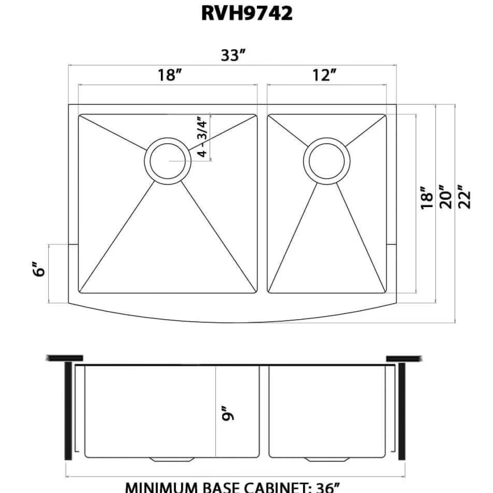 Ruvati Terraza 33" Stainless Steel Apron-front Farmhouse Sink, 60/40 Double Bowl, Brass Tone Matte Gold, 16 Gauge, RVH9742GG