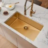 Ruvati Terraza 33" Undermount Stainless Steel Kitchen Sink, Brass Tone Matte Gold, 16 Gauge, RVH6433GG