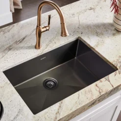 Ruvati Terraza 27" Undermount Stainless Steel Kitchen Sink, Gunmetal Matte Black, 16 Gauge, RVH6127BL