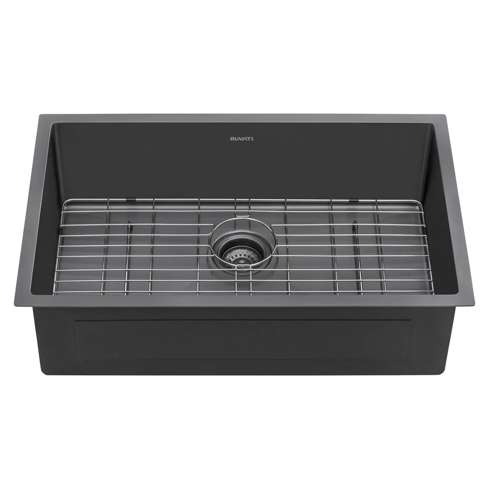 Ruvati Terraza 33" Undermount Stainless Steel Kitchen Sink, Gunmetal Matte Black, 16 Gauge, RVH6433BL