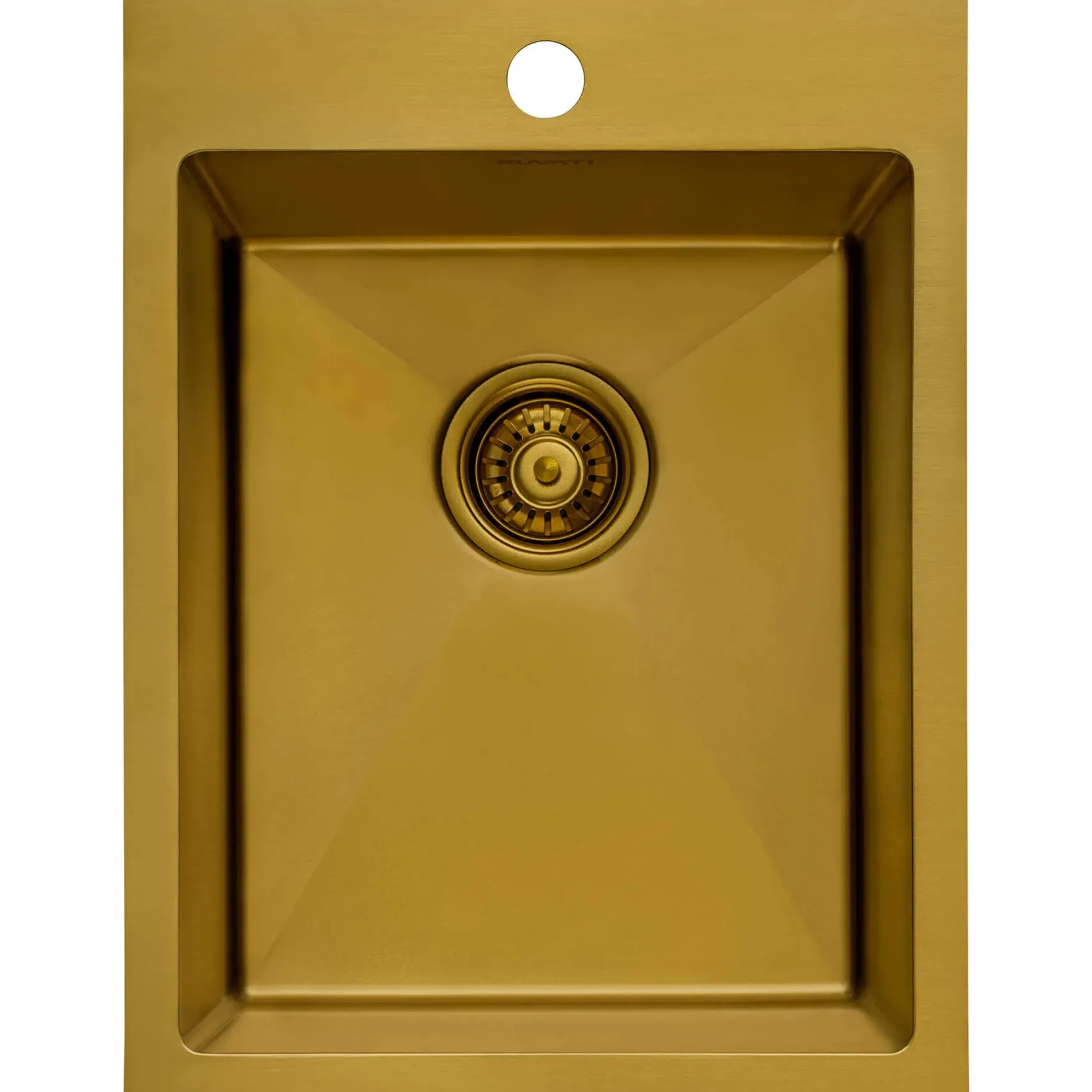 Ruvati Terraza 15 x 20 inch Polished Brass Matte Gold Stainless Steel Drop-in Topmount Bar Prep Sink Single Bowl, 16, Matte Gold Satin Brass, RVH8110GG