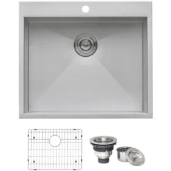 Ruvati Tirana 25" Drop-in Topmount Stainless Steel Kitchen Sink, 16 Gauge, RVH8010