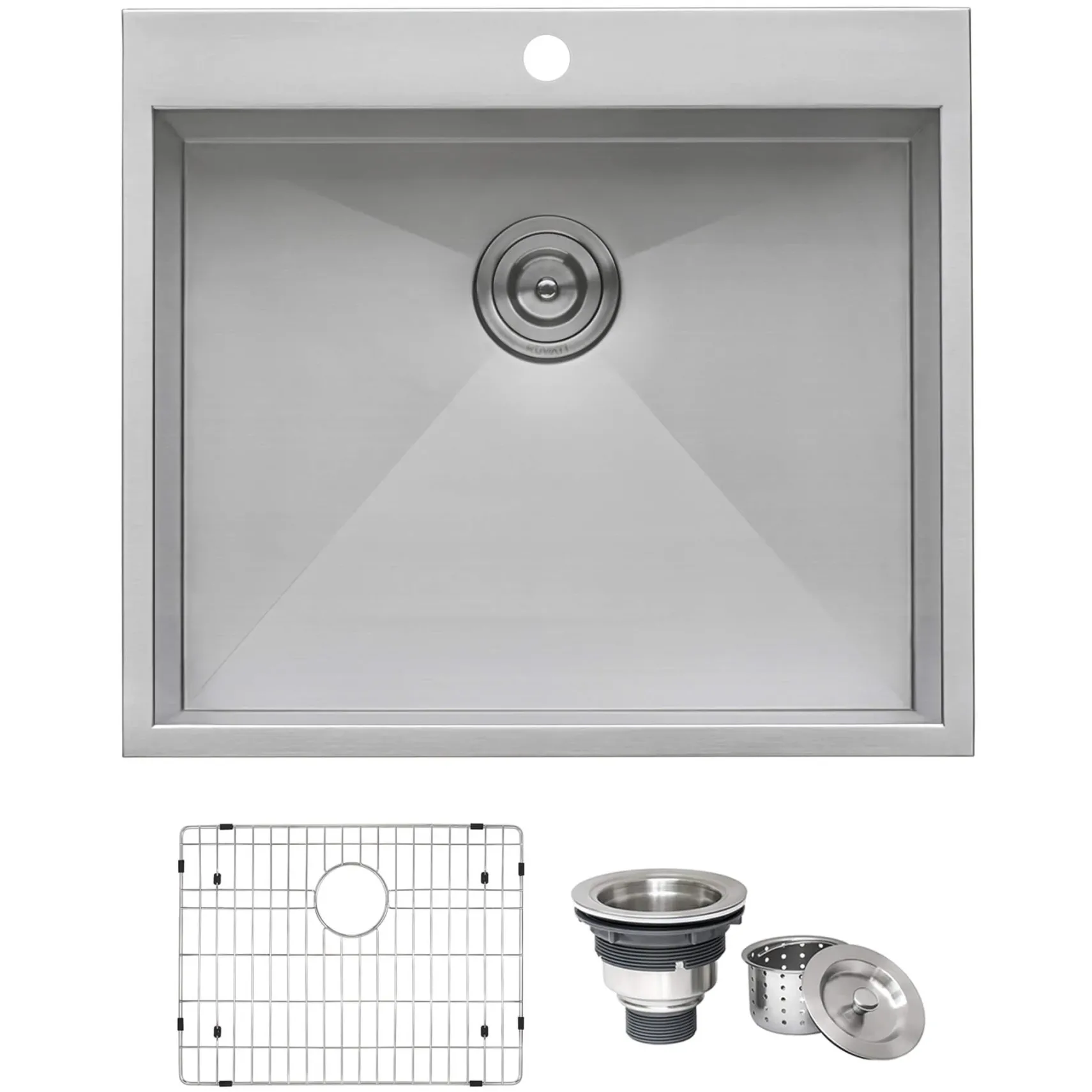 Ruvati Tirana 25" Drop-in Topmount Stainless Steel Kitchen Sink, 16 Gauge, RVH8010