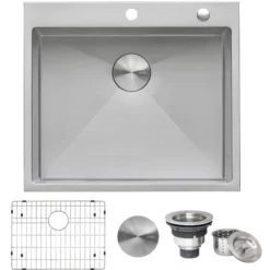 Ruvati Tirana Pro 25" Stainless Steel Kitchen Sink, 16 Gauge, Rounded Corners, RVH8007