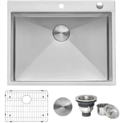 Ruvati Tirana Pro 28" Stainless Steel Kitchen Sink, 16 Gauge, Rounded Corners, RVH8008