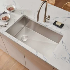 Ruvati Tribeca 27" Slope Bottom Offset Drain Undermount Stainless Steel Kitchen Sink, 16 Gauge, RVH7470