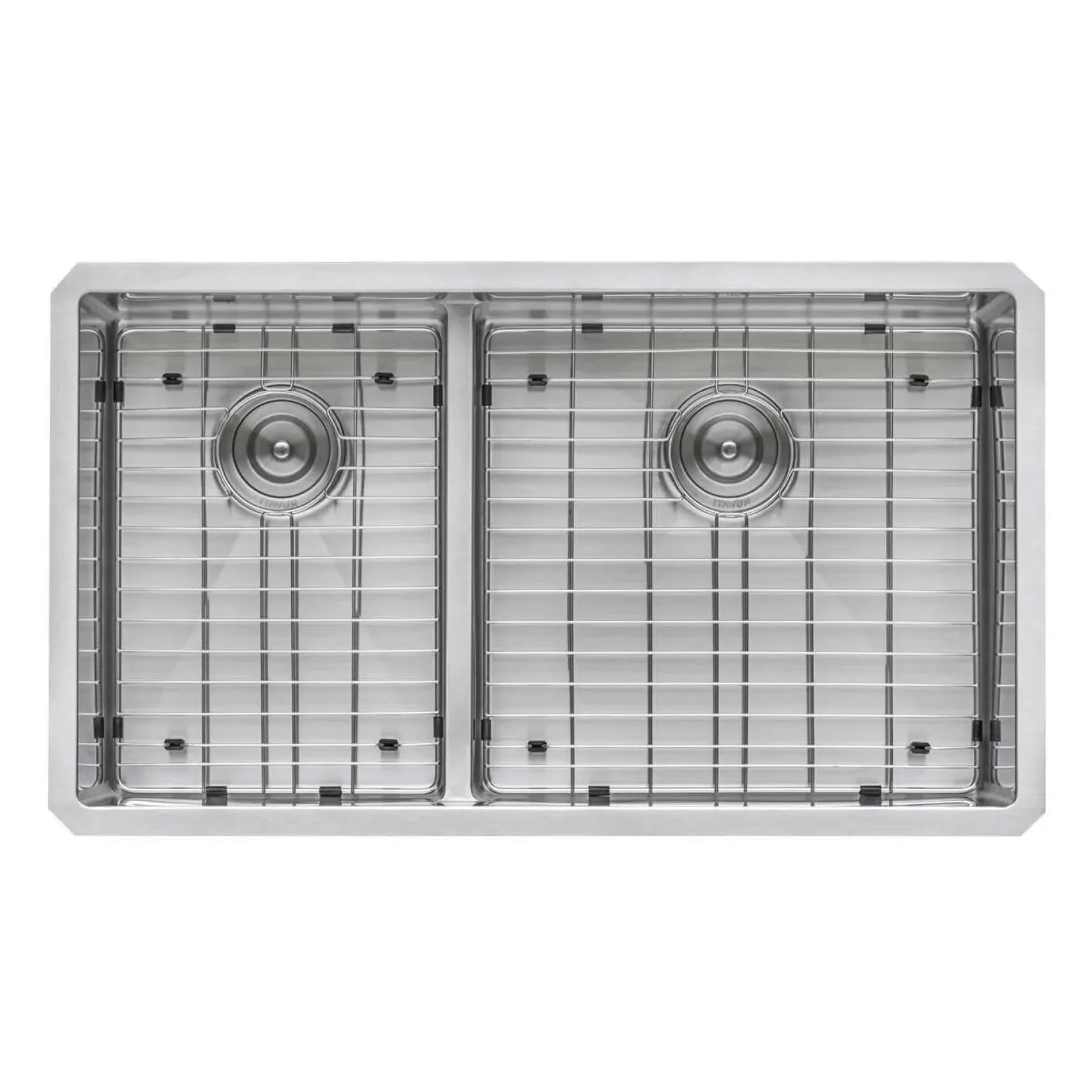 Ruvati Urbana 33" Undermount Stainless Steel Kitchen Sink, 40/60 Low Divide Double Bowl, 16 Gauge, Rounded Corners, RVH7418